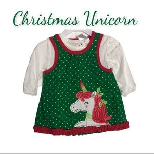 NWT Green Unicorn Jumper & Cream Long-Sleeve Top